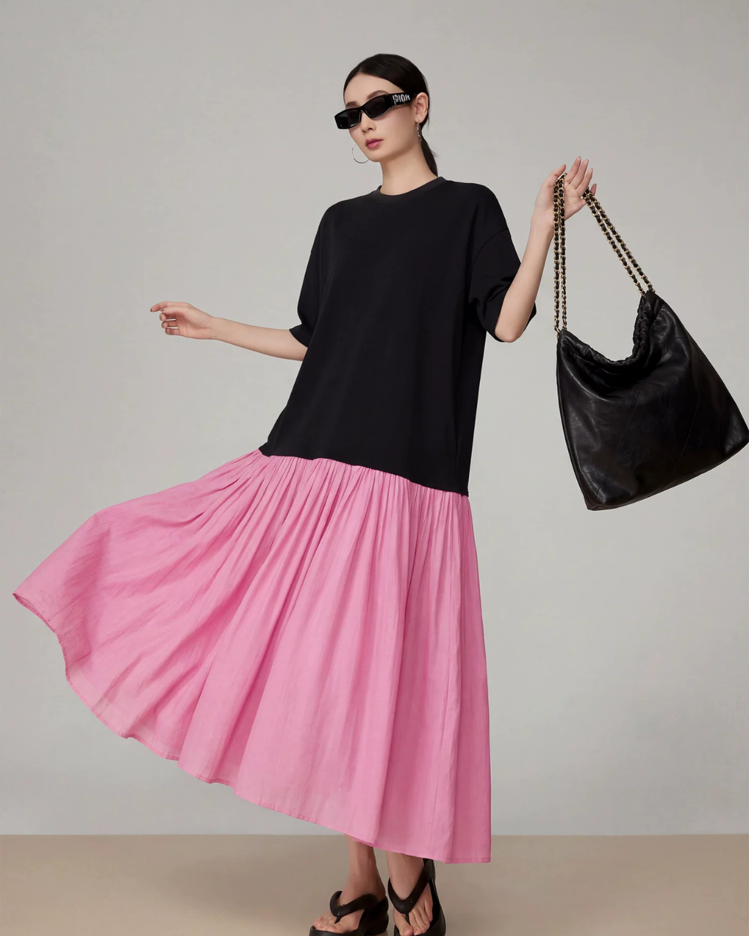 Mixed Material Docking Dress FER0313