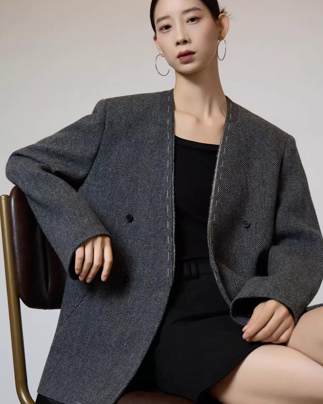 No Collar Short Coat SUY0008