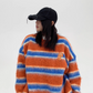Border Shaggy Knit Tops YLS0713