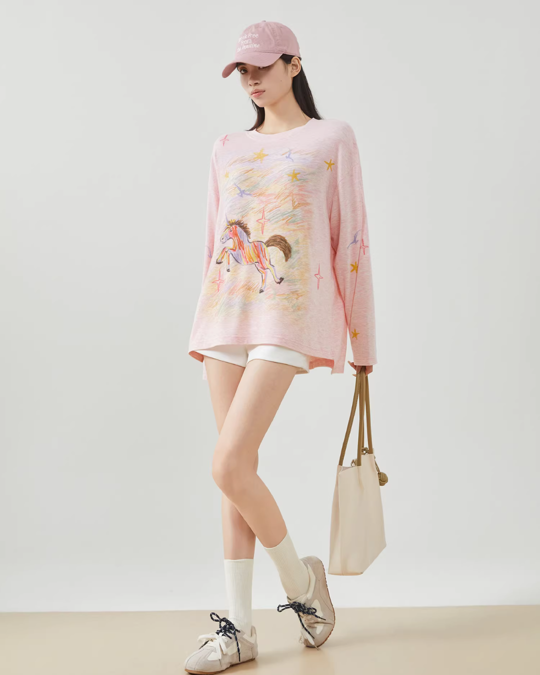 Pony Print Long-Sleeve T-Shirt FER0035