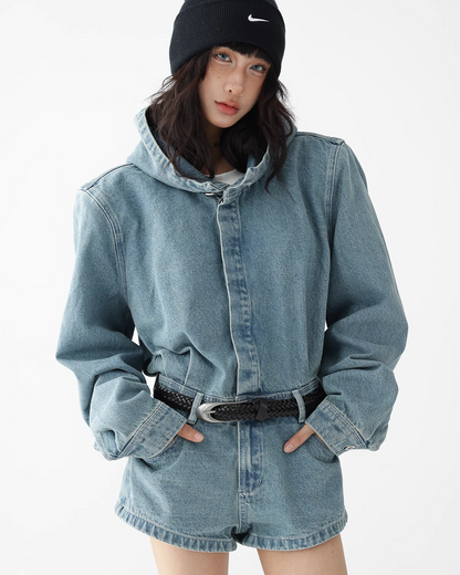 Vintage Jumpsuit Denim Shorts Jacket ACS0241