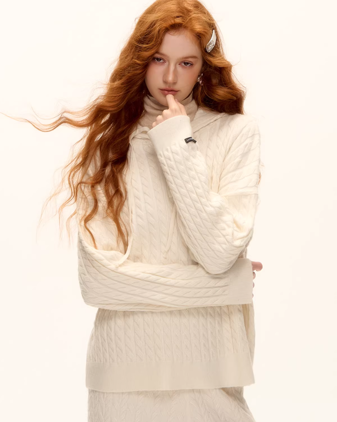 Wool Half-Button Knit Hoodie / Wide Pants ASG0073