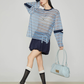 Striped Mesh Long-Sleeve T-Shirt FER0362