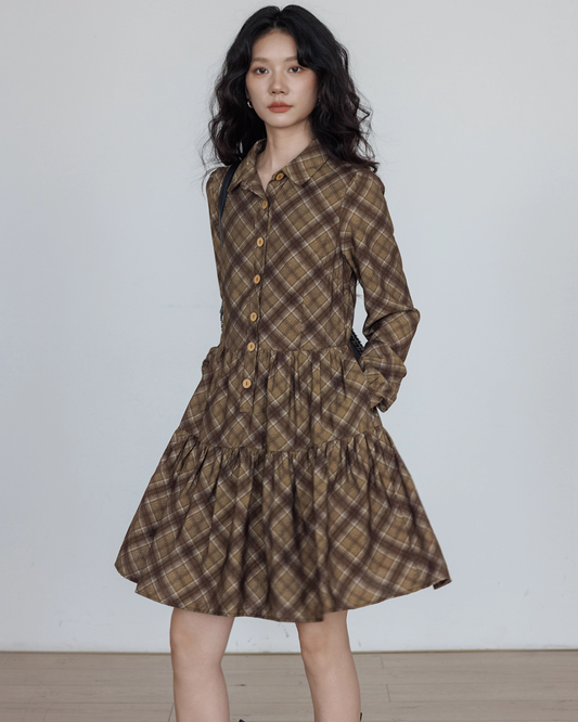 Retro Paid Flare Dress VAS0158