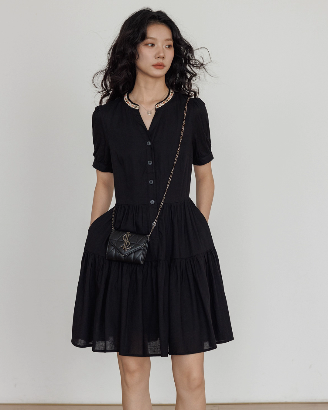 V-Neck Short Sleeve Dress VAS0135