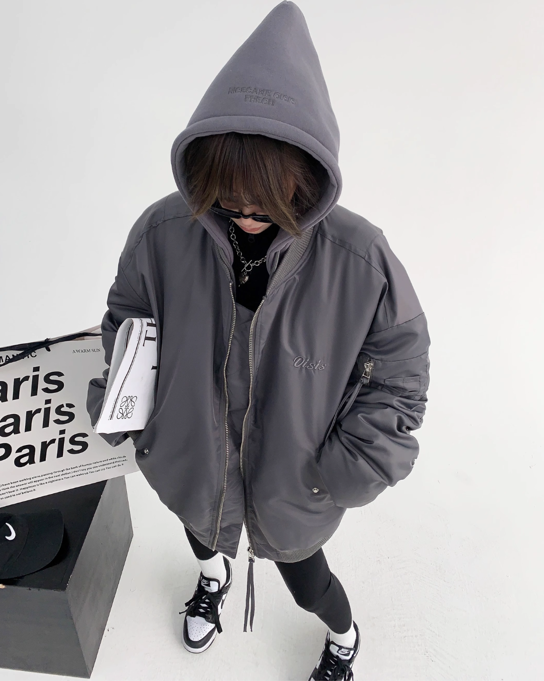 Loose Retro Bomber Jacket YLS0019 – AuroraBoutique Loose Retro Bomber Jacket YLS0019 – AuroraBoutique