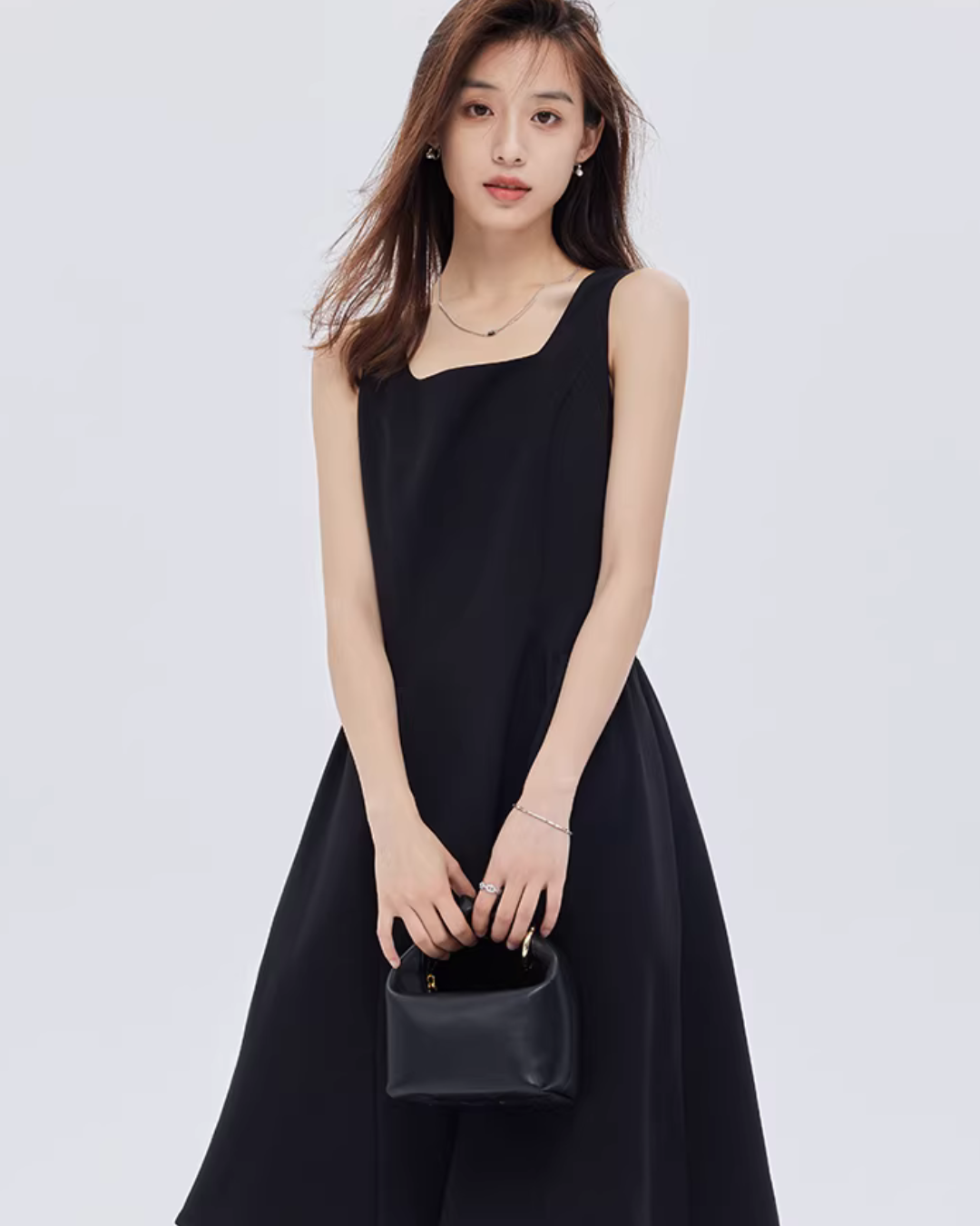 Square-Neck Wide Strap Dress SHN0009