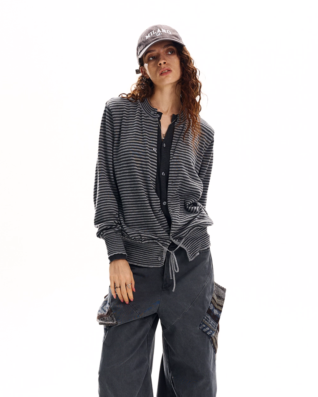 Stripe Two Piece Knit Sweater HGX0040