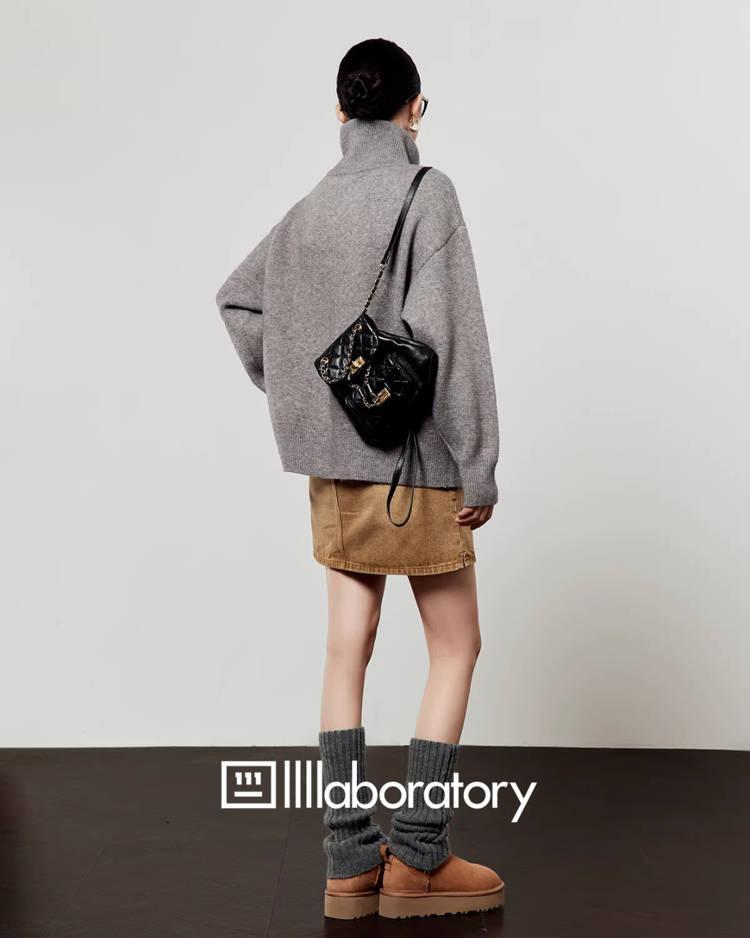 Stand Collar Tiger Knit Top / Mini Skirt LLA0596