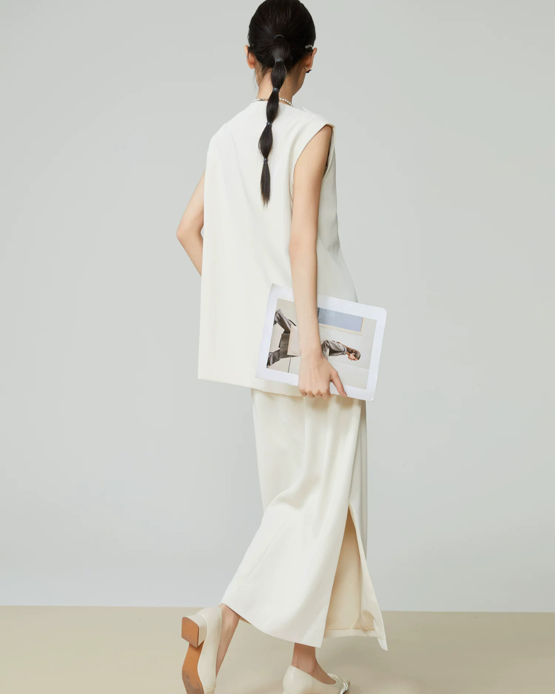 Front Layered Vest / Straight Long Skirt FER0271