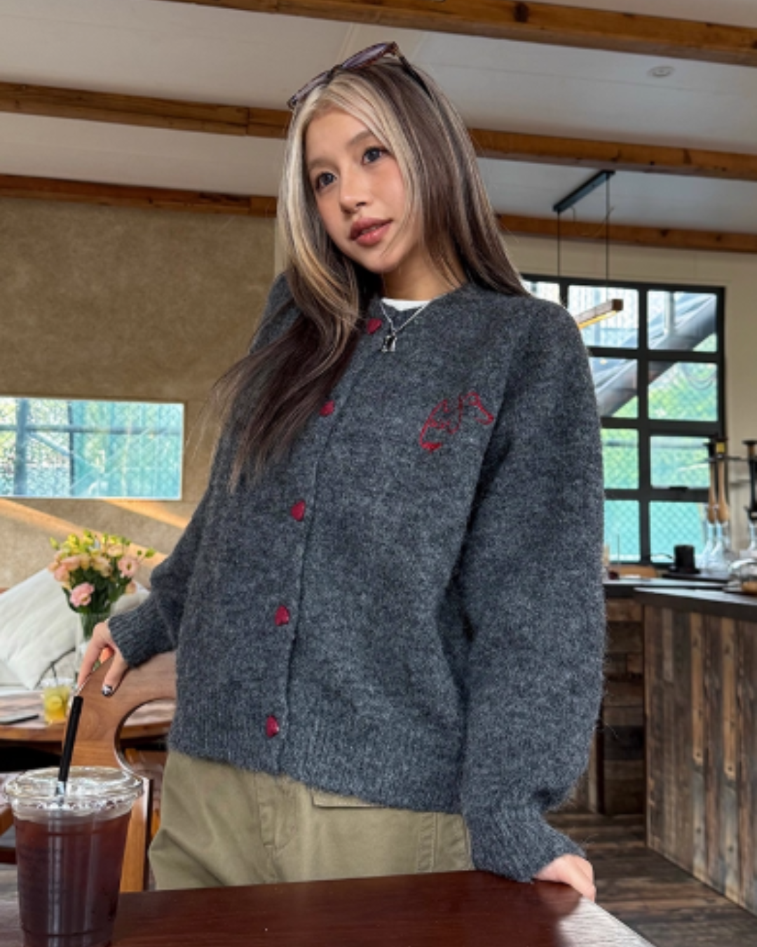 Heart Button Knit Cardigan CYE0002