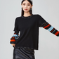 Black Striped Patchwork Knit FER0033