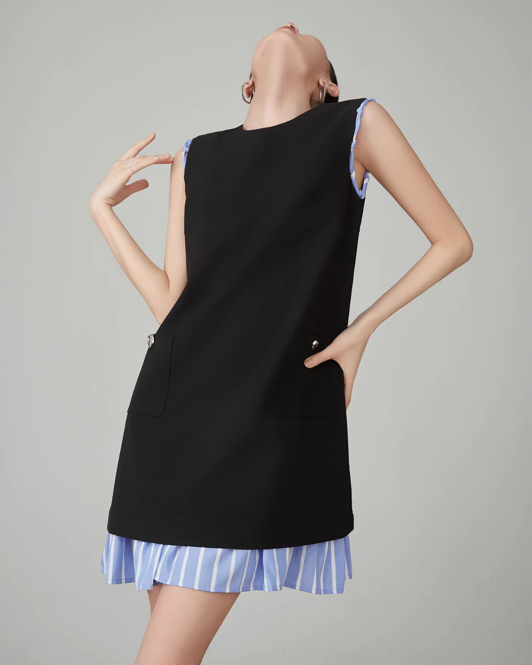 Striped Patchwork Sleeveless Vest Dress FER0066