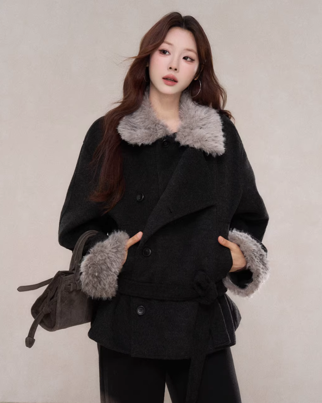 Fur Collar Mid-Length Coat WDB0009