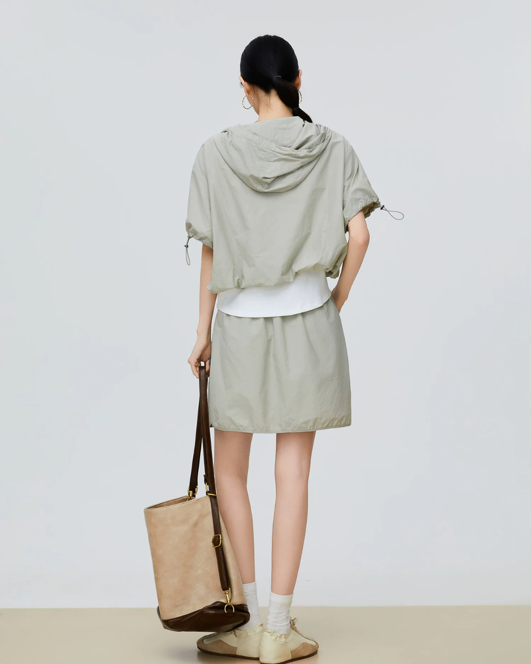Nylon Half-Zip Short-Sleeve / Mini Skirt FER0231