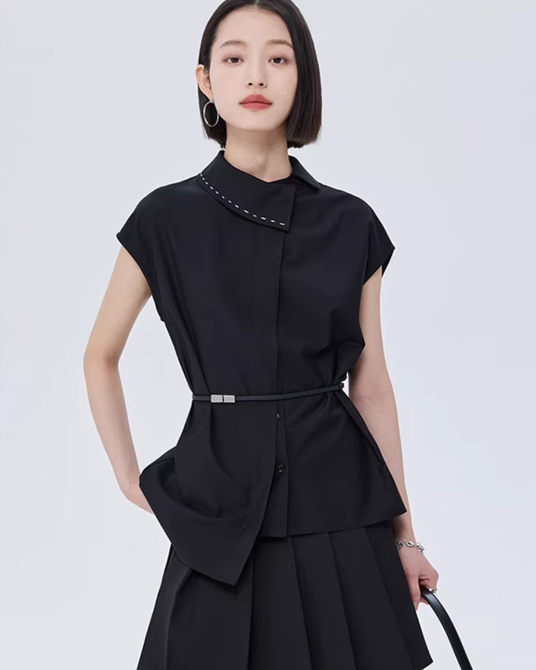 Asymmetry Short-Sleeve Shirt SHN0019