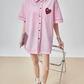 Heart Embroidery Short-Sleeve Shirt FER0176