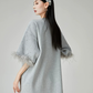 Feather Sleeve Jewel Mini Dress FER0127