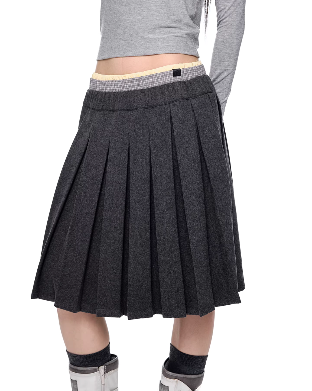 Plaid Patchwork Pleated Skirt EZK0095