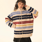 Retro Turtleneck Border Cardigan EZK0002