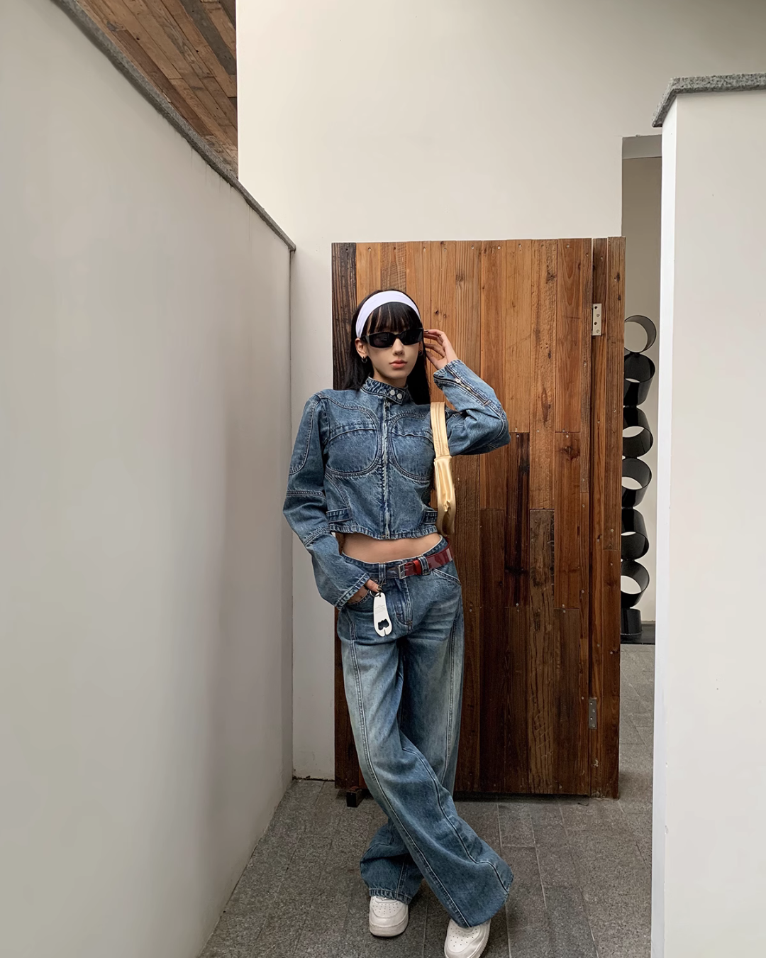 Mock Neck Denim Jacket / Denim Pants ACS0124