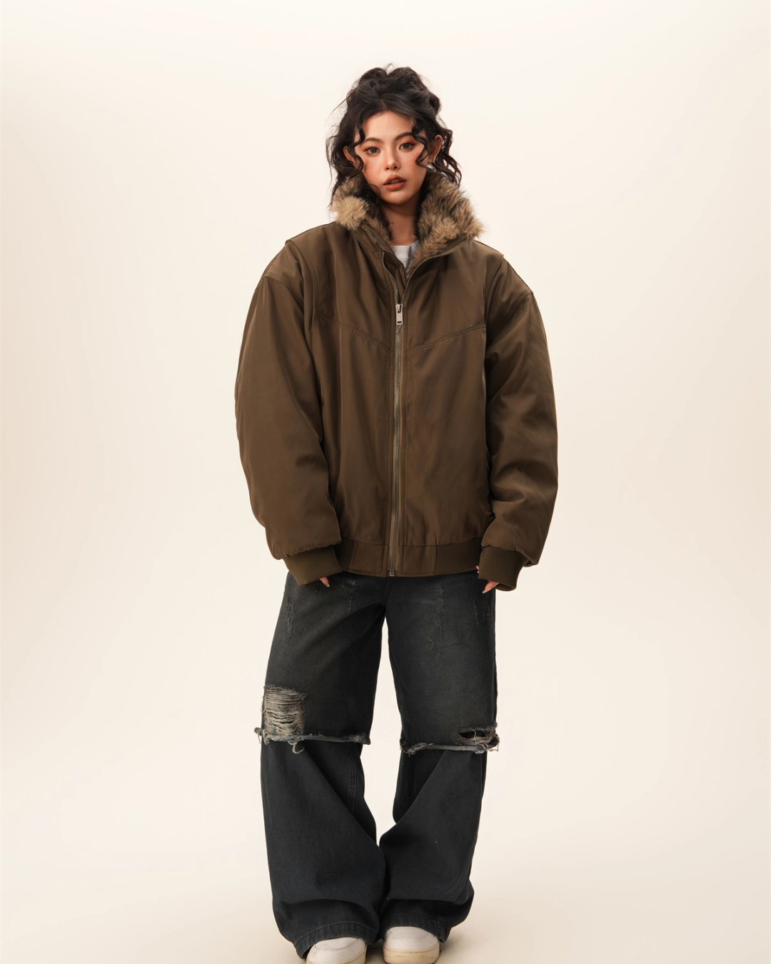 Stand Collar Inner Fur Jacket BWA0011