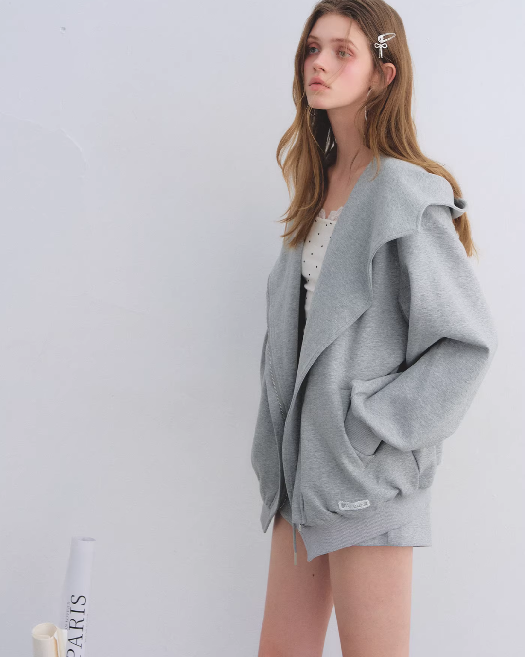 Oversized Collar Zip-Up Hoodie / Flare Sweatpants  ASG0083