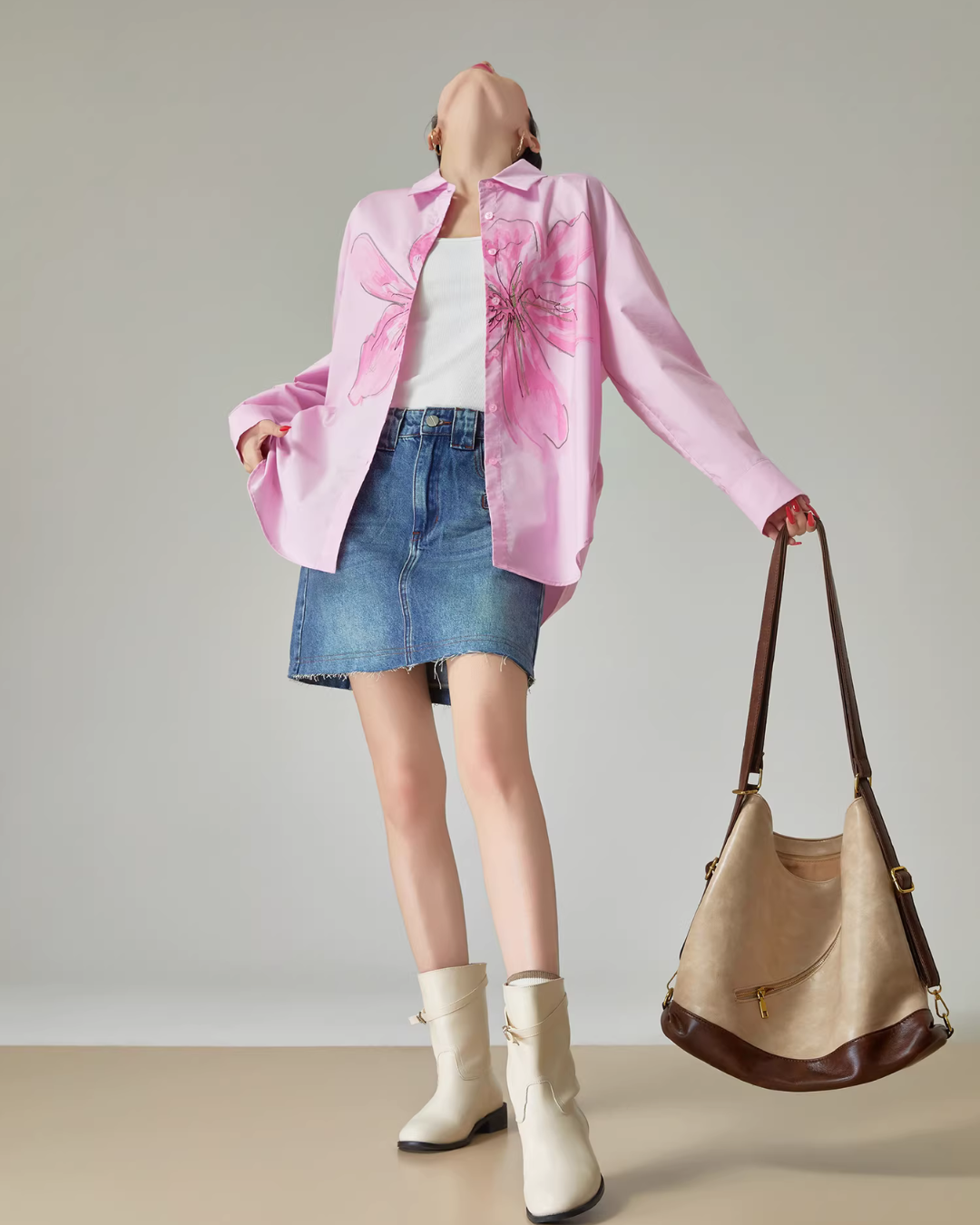 Flower Print Long-Sleeve Shirt FER0075