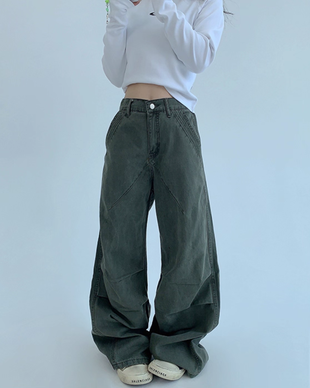 Oversized Denim Cargo Pants YLS0936