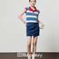 Marine Sleeveless Knit Top / Denim Mini Skirt LLA0505