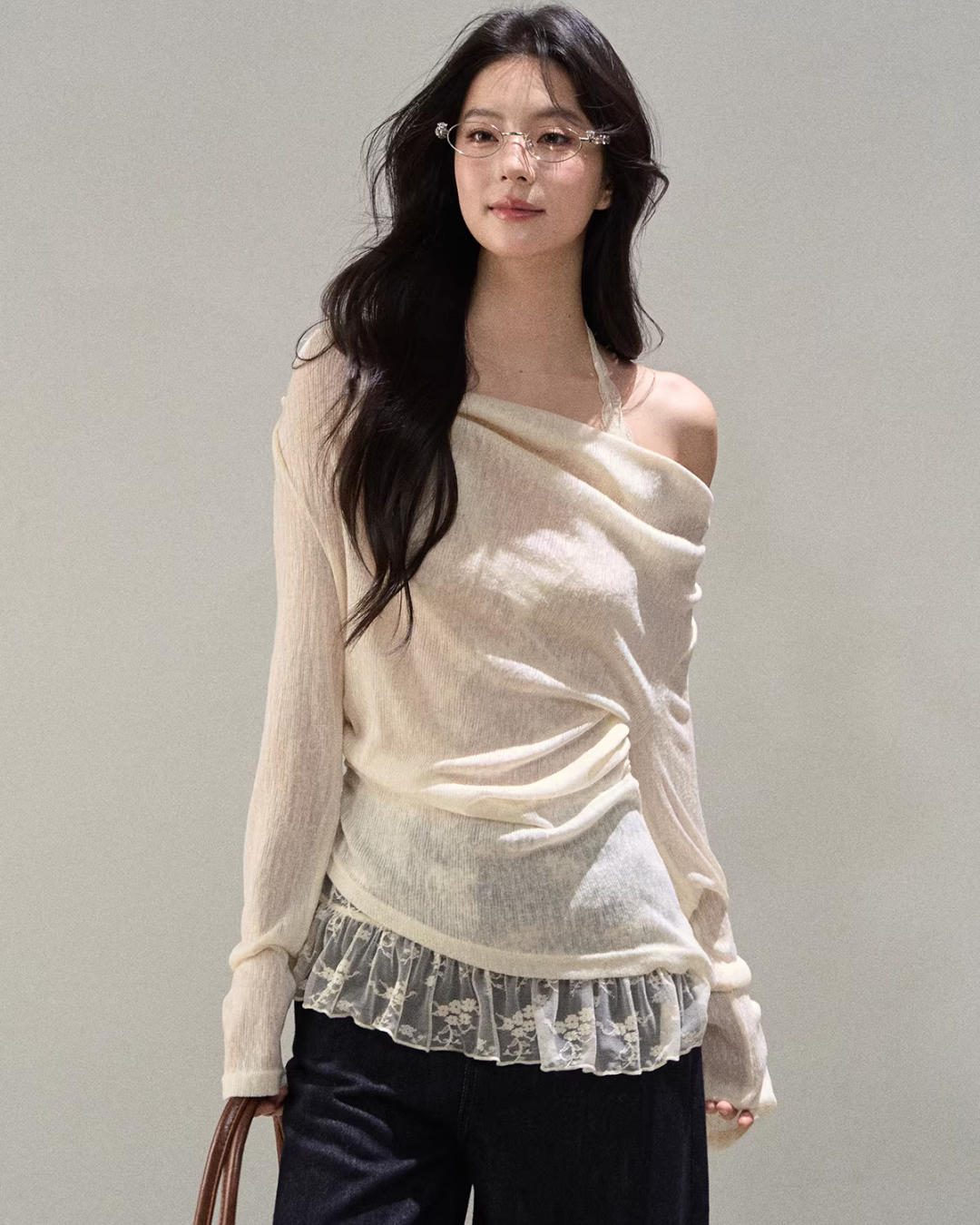 Lace Off Shoulder Knit Tops WDB0020