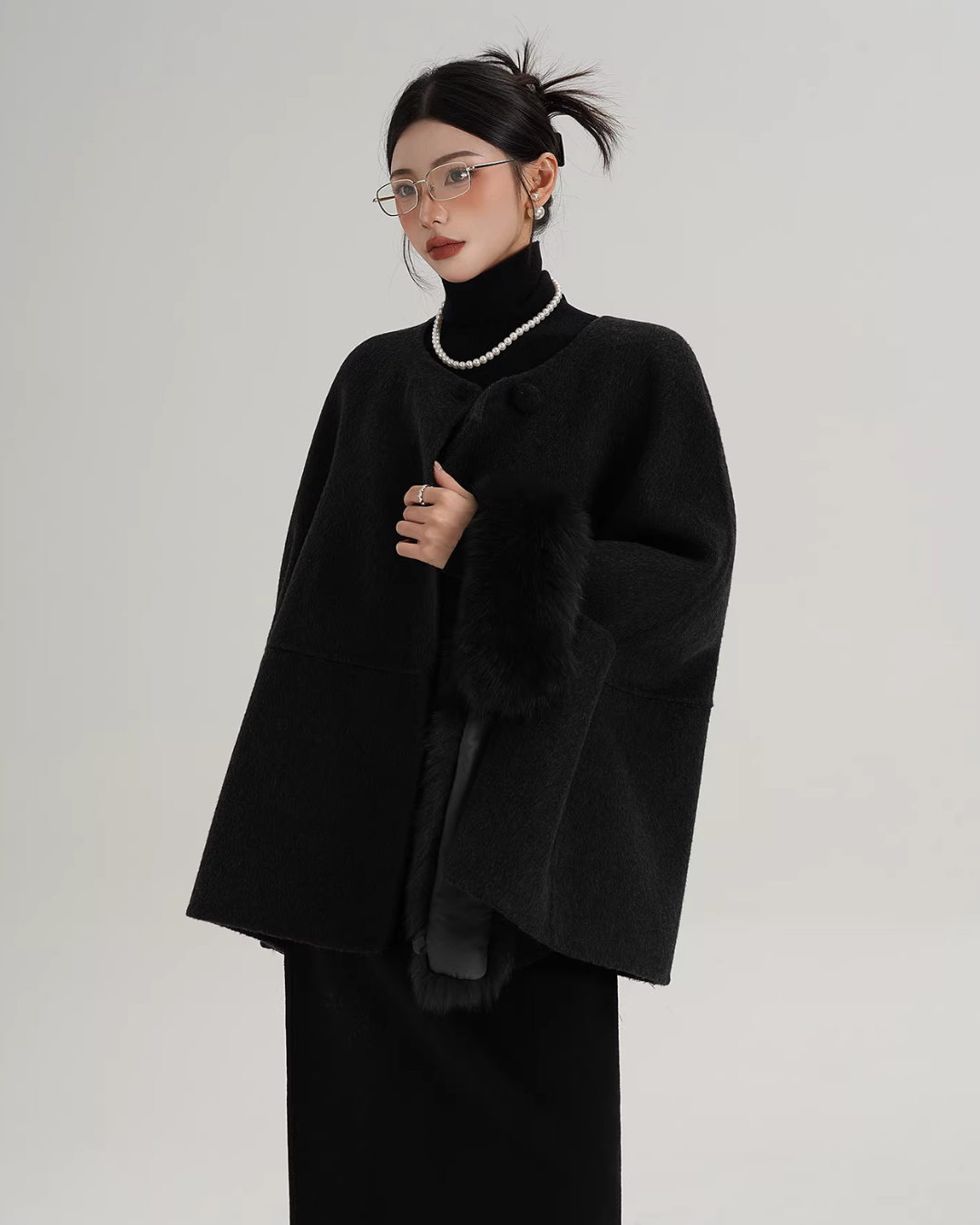 Fur Muffler Cape Coat SRS0402