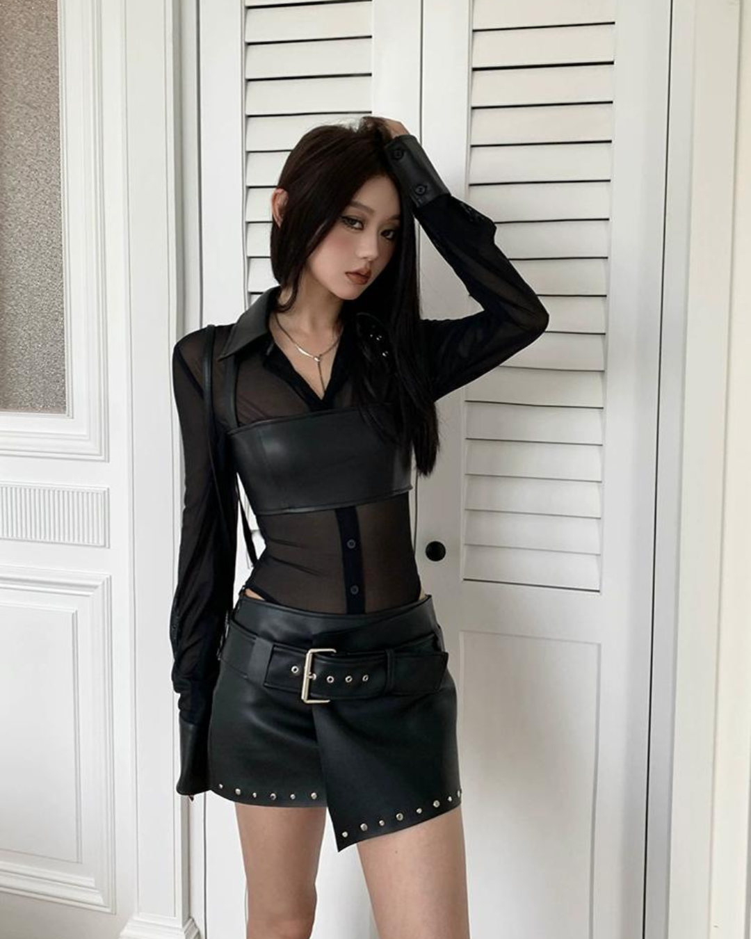 Leather Wrap Belt Skirt IMC0003