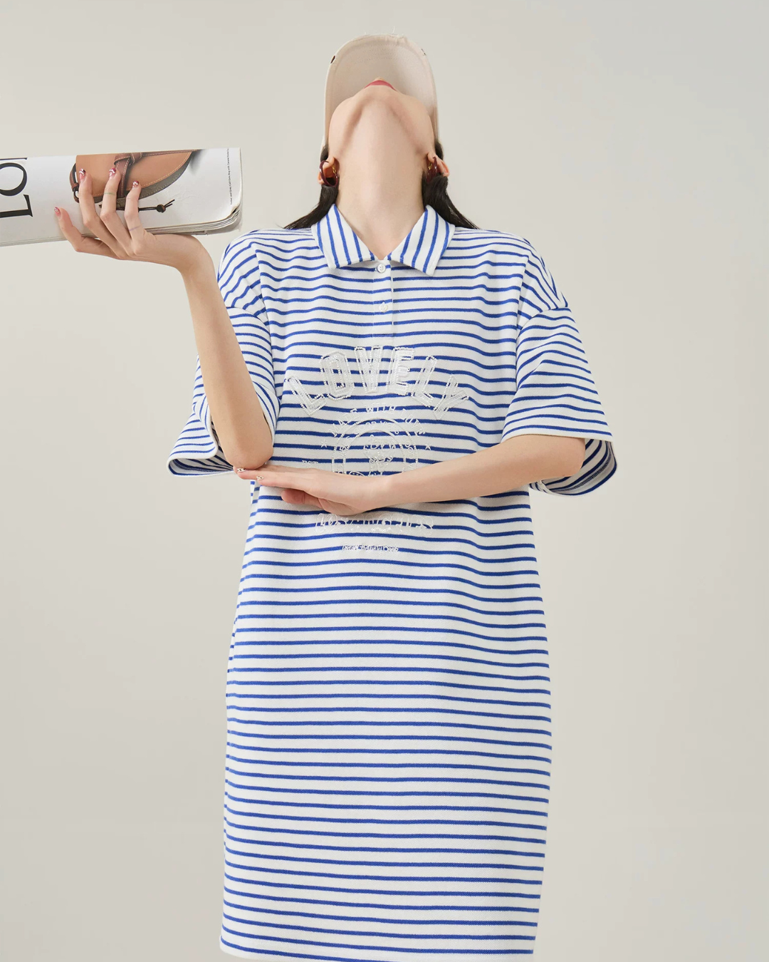 Striped Polo Shirt Mini Dress FER0296