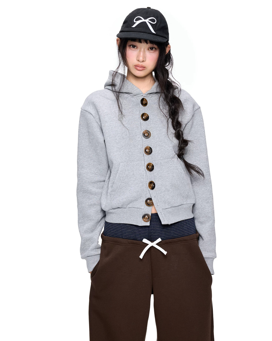 Multi-Button Short Hoodie Cardigan EZK0108