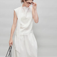 French Ribbon Sleeveless Top / Irregular Tulip Hem Skirt TEO0010