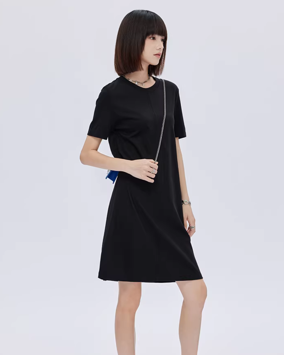 Crew Neck T-Shirt Short Dress SHN0010
