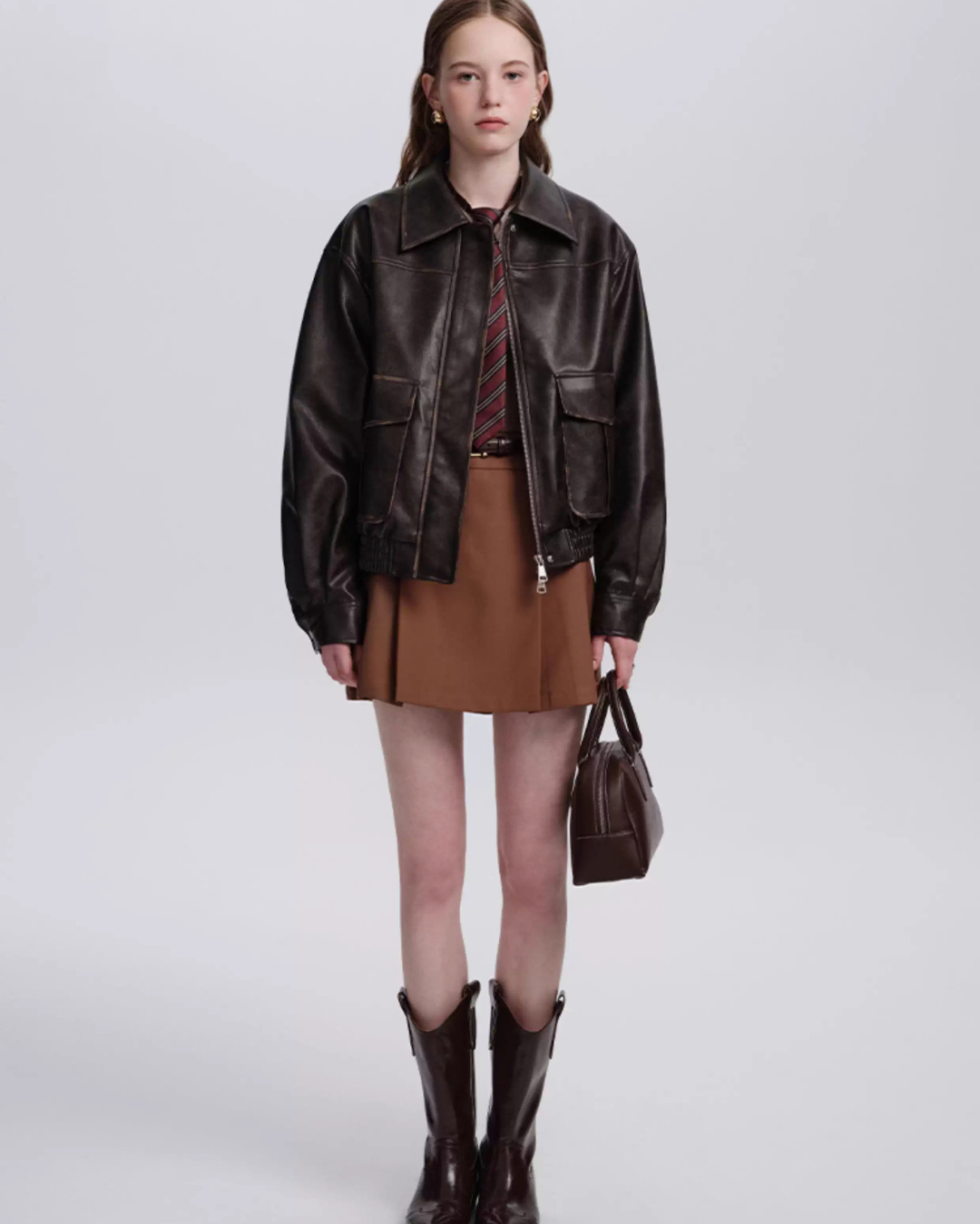 Retro Brown Leather Jacket DEP0003