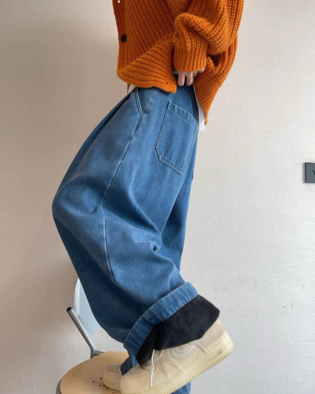 Retro Washed Blue Wide Jeans DAZ0001