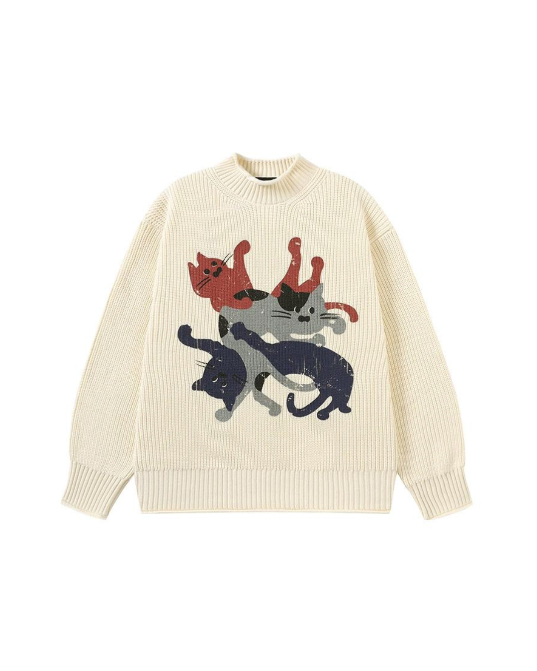 Cat Design Mock Neck Knit WSO0012