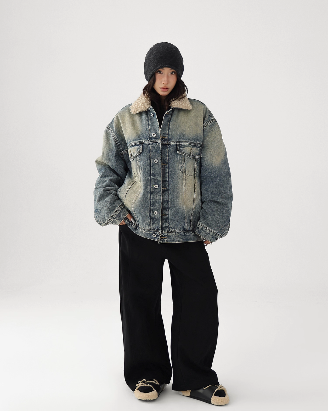 Fur Collar Denim Jacket ACS0314