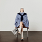 Blue Check Long Sleeve Shirt / Relaxed Mini Skirt LLA0513
