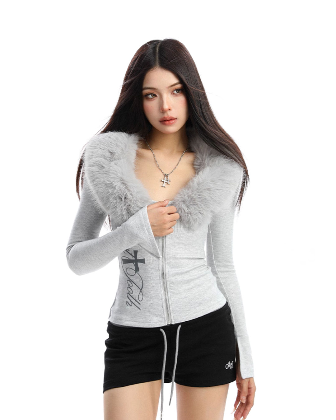 Fur Design Zip Knit BGS0038