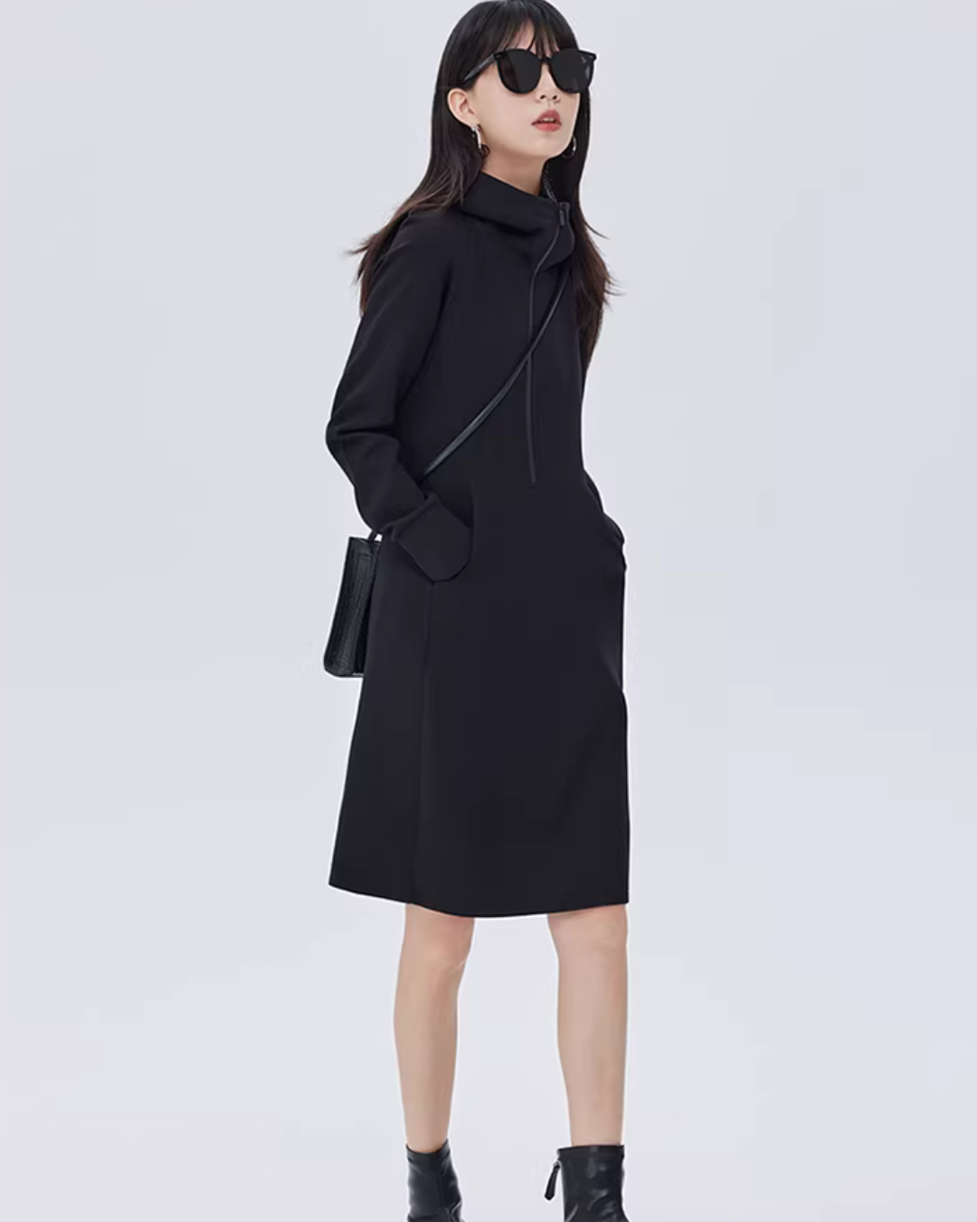 Zip-Up Long Sleeve Dress SHN0017