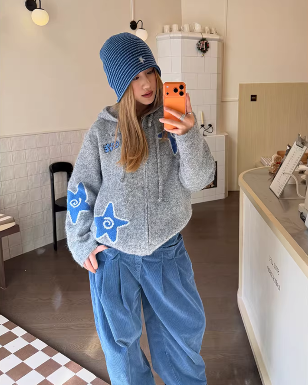 Star Hoodie Knit Jacket CYE0094