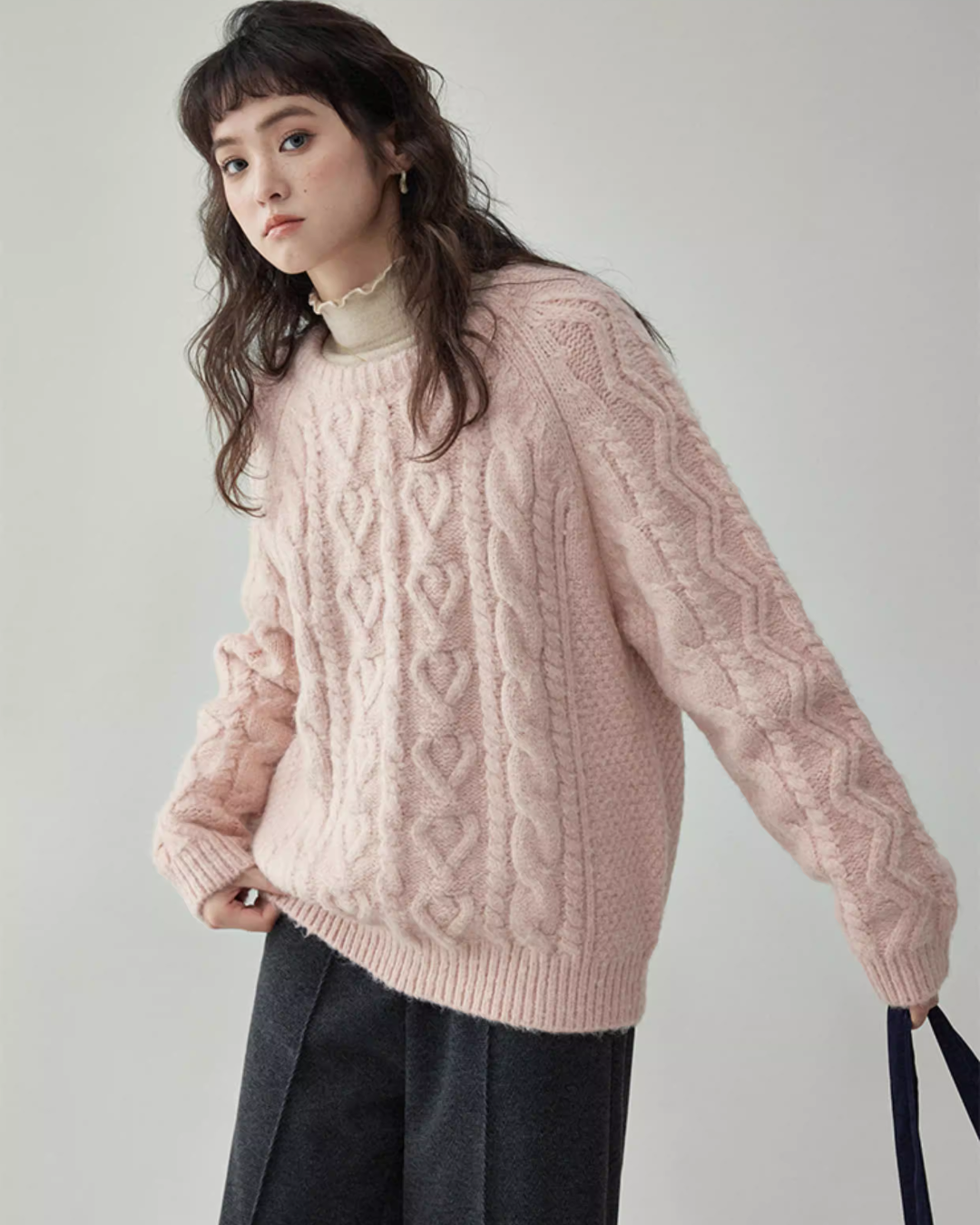 Round Neck Cable Knit Top AMU0042