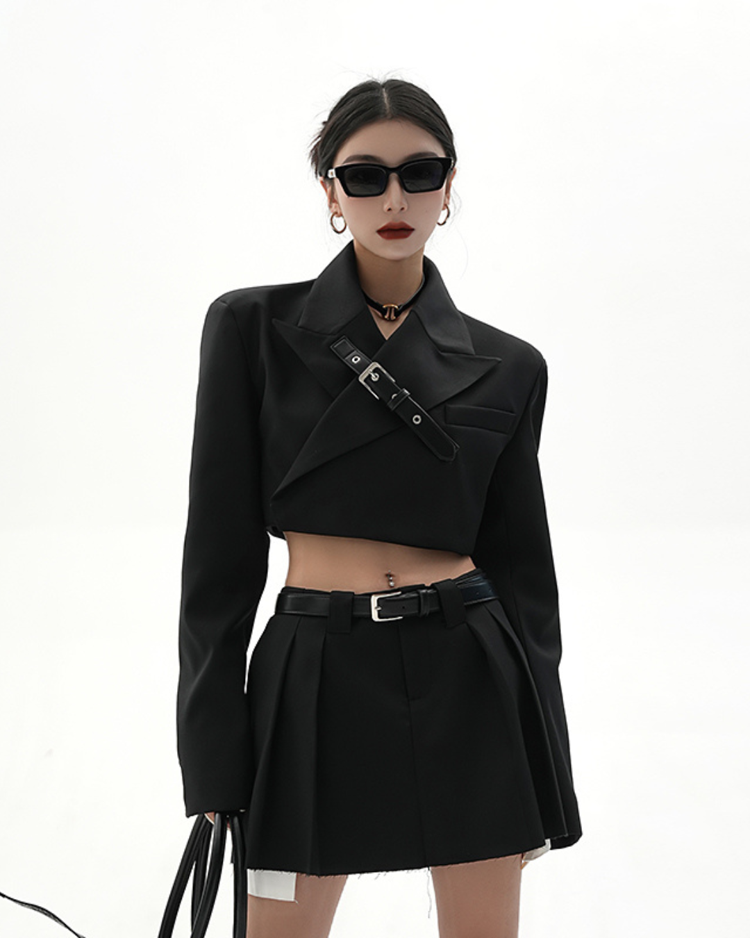 Cropped Belt Jacket & Pleated Skirt SRS0024