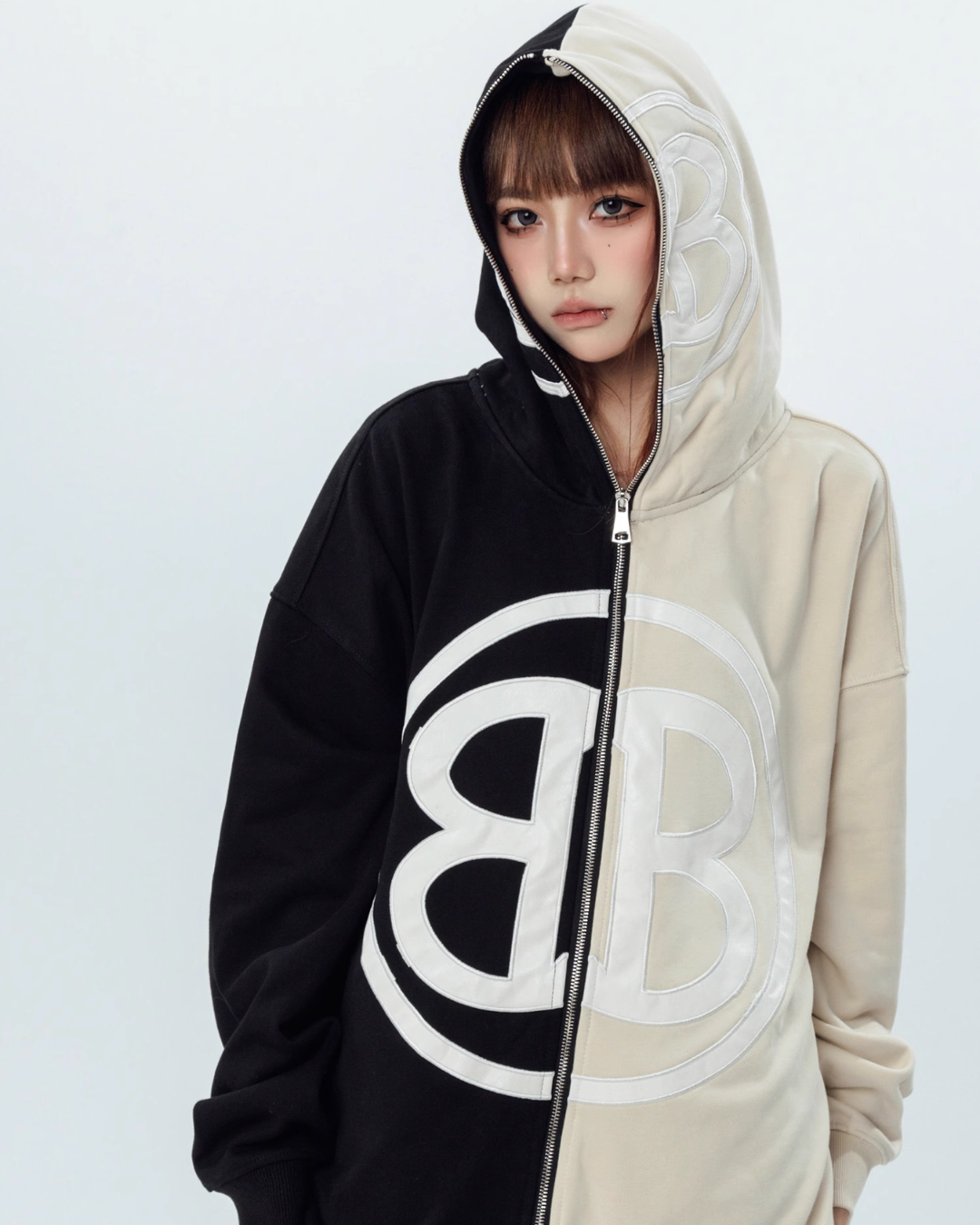 Bicolor Zip Hoodie AXN0011