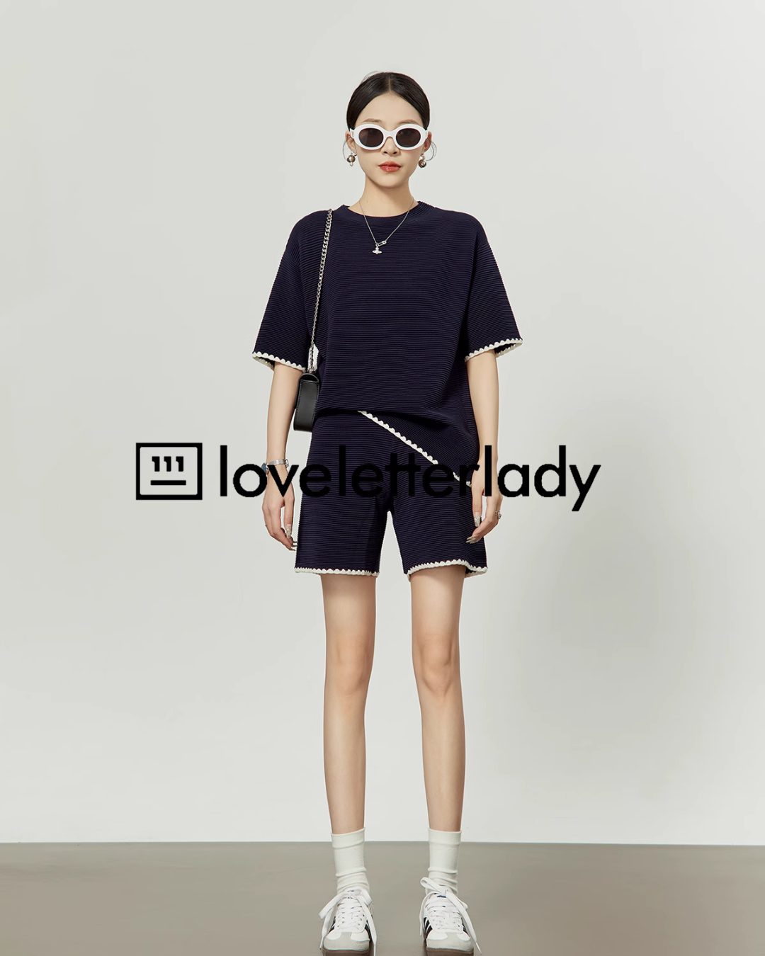 Navy Blue Linen Tops / Short LLA0197