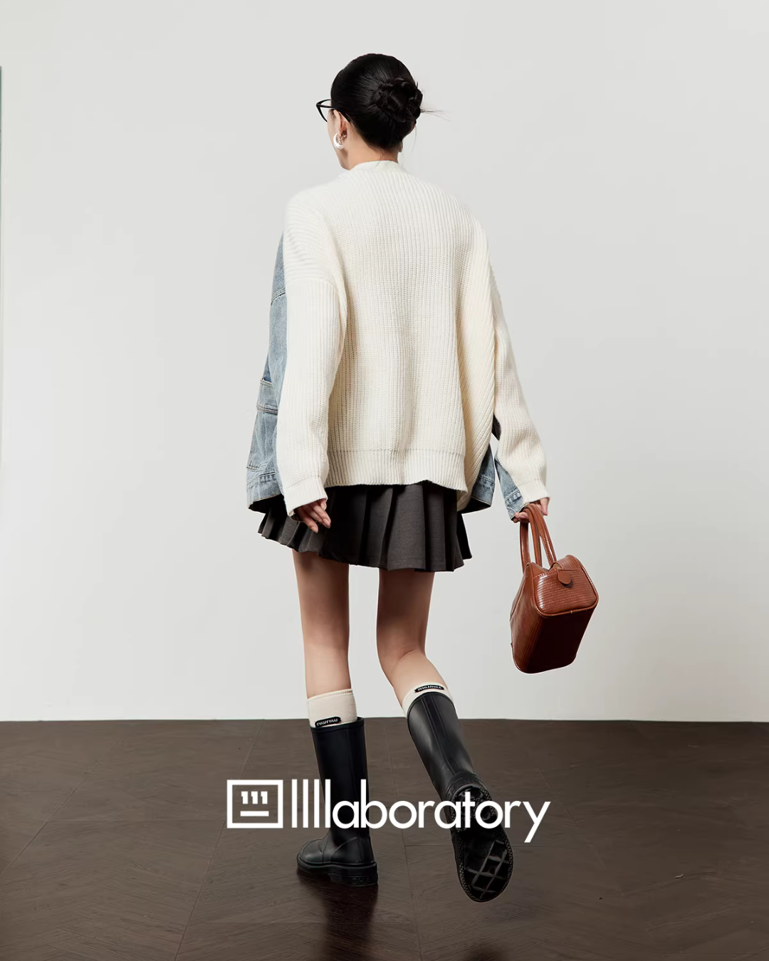 V-Neck Denim Docking Knit Cardigan LLA0645